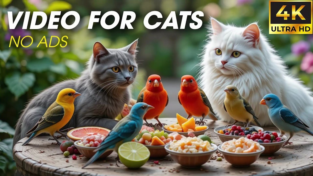 Birds and Squirrels Play Around the Garden Path - Birds For Cats To Watch [NO ADS]