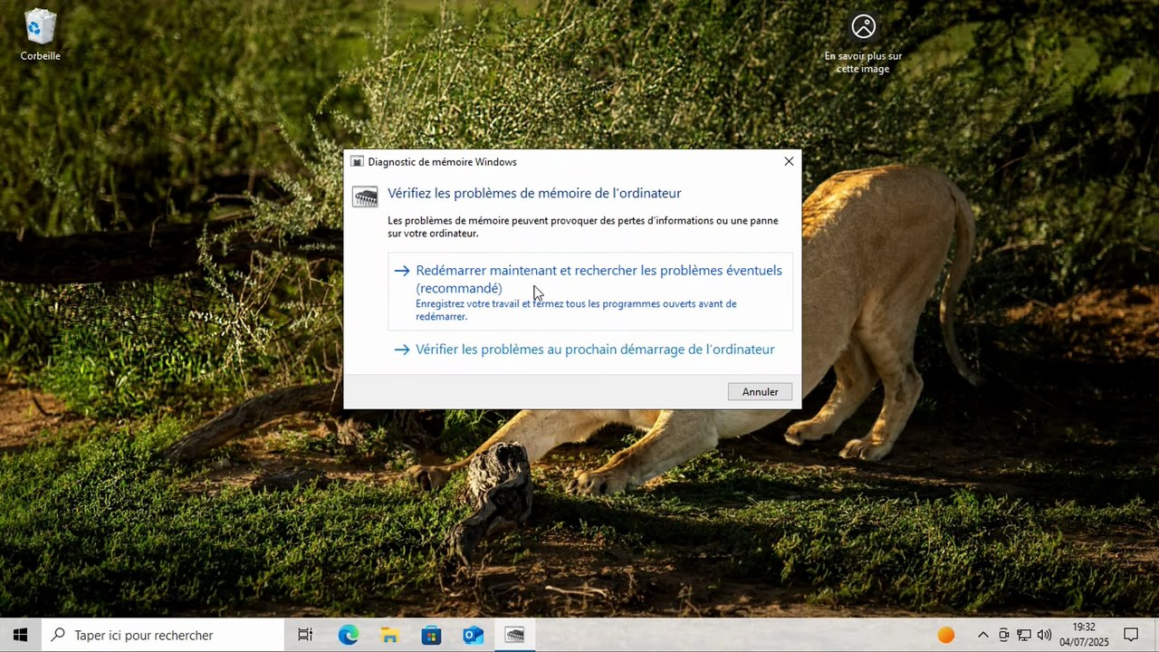 comment faire un diagnostic mémoire sous Windows 10