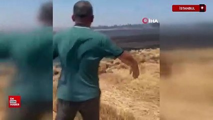 İstanbul Silivri'de anız yangınında vatandaşlar seferber oldu