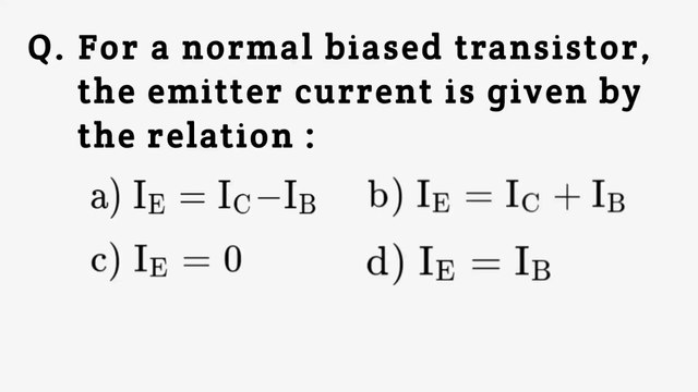 For a normal biased transistor,the emitter current IE is given by the relation