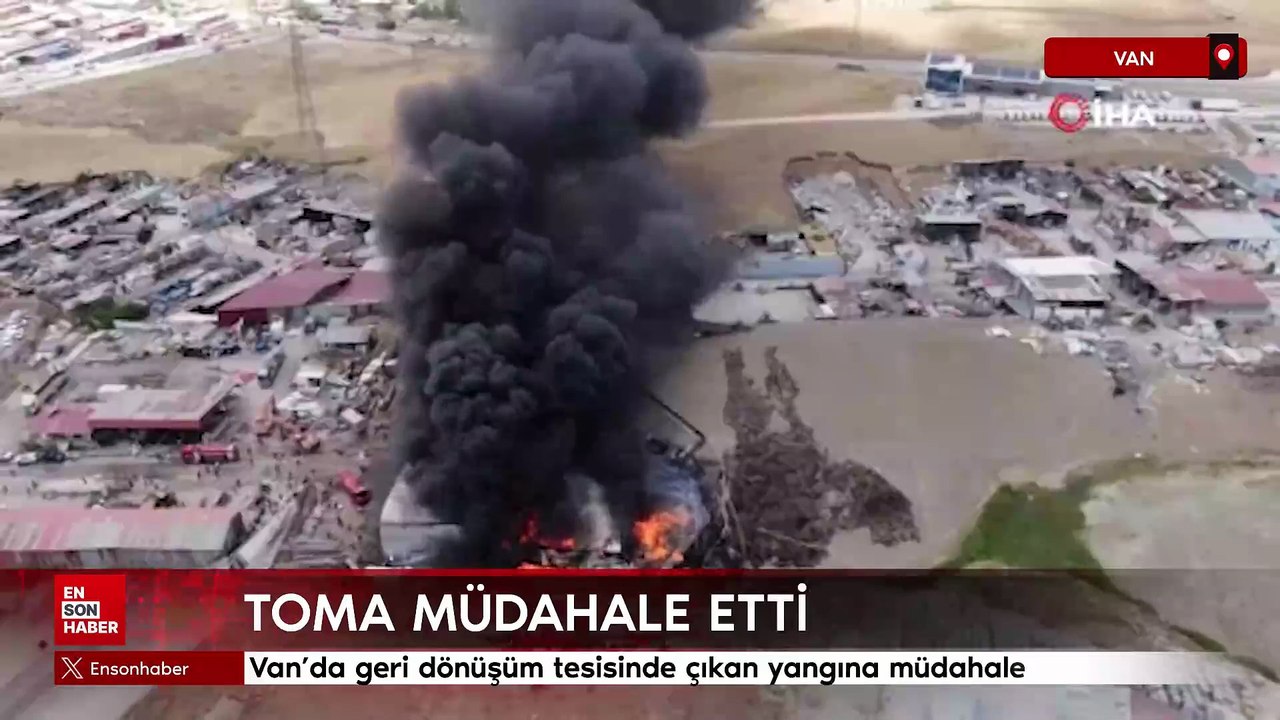 Van’da geri dönüşüm tesisinde çıkan yangına müdahale