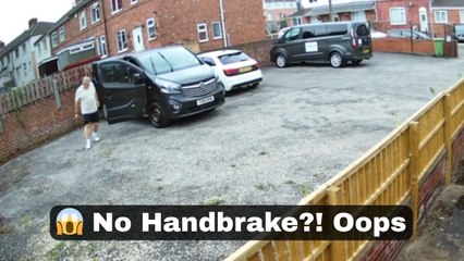 Van takes a solo ride into fence after man forgets to secure handbrake