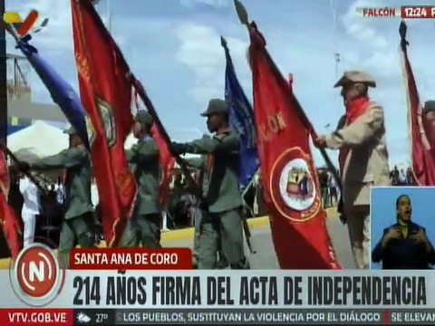Conmemoraron 214 años de la Firma del Acta de Independencia con desfile cívico-militar en Falcón