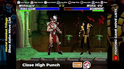 SHAO KAHN MOVE LIST - Mortal Kombat Trilogy (MKT)