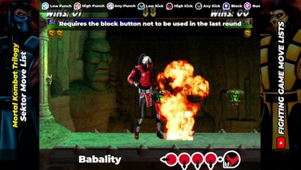 SEKTOR MOVE LIST - Mortal Kombat Trilogy (MKT)