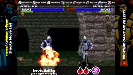 SMOKE MOVE LIST - Mortal Kombat Trilogy (MKT)