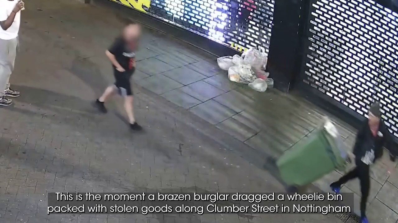 Burglars use wheelie bins to haul away stolen trainers after Footlocker raid