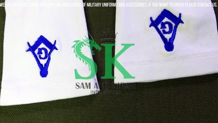 Masonic White 100% Cotton Gloves with Royal Blue Square & Compass and letter “G” Embroidery