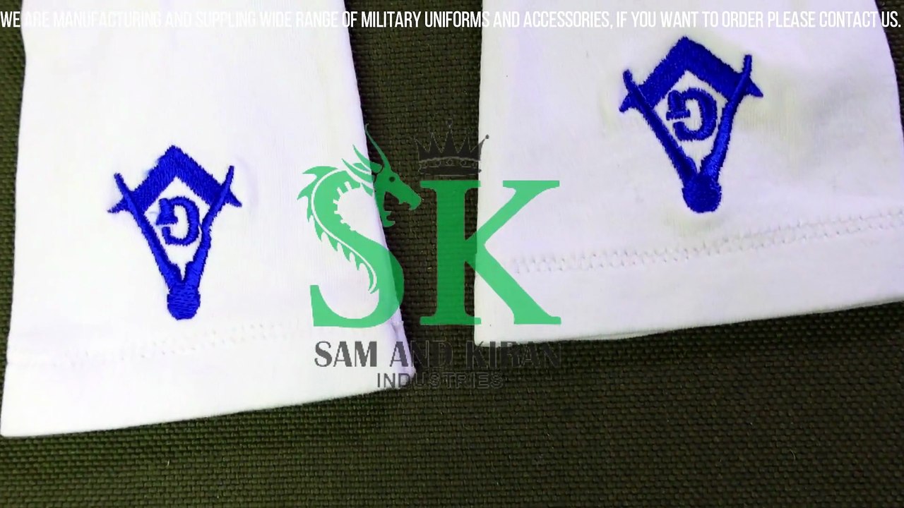 Masonic White 100% Cotton Gloves with Royal Blue Square & Compass and letter “G” Embroidery