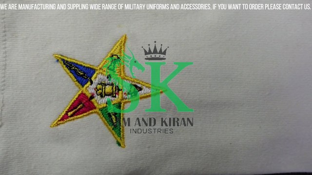 White Cotton With Gold Gavel machine embroidery, The Eastern Star White Gloves, Freemason Gloves