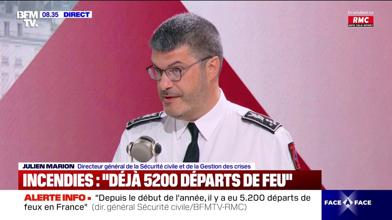 Feux de forêts: "9 feux sur 10 ont une origine humaine", indique Julien Marion, directeur général de la Sécurité civile