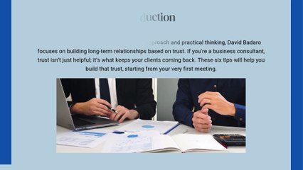 David Badaro Shares 5 Ways to Build Trust as a Business Consultant