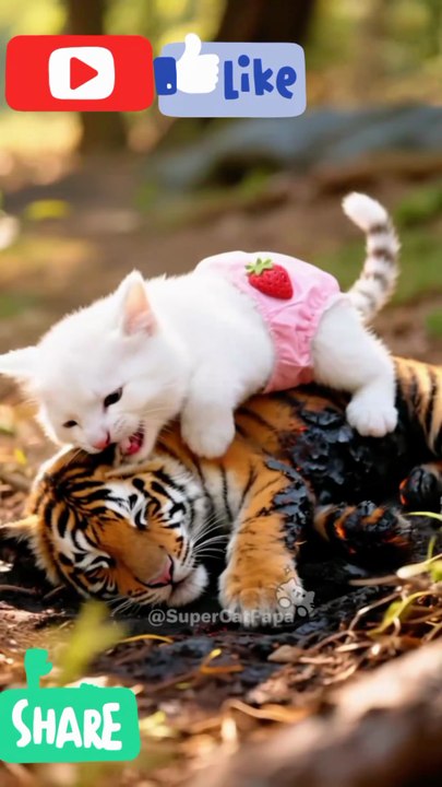Tiger and cat fight