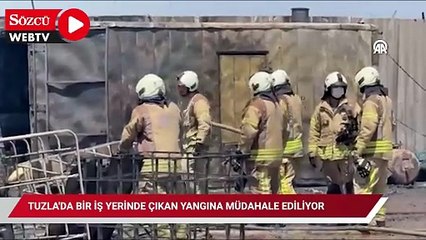 Tuzla'da bir iş yerinde çıkan yangına müdahale ediliyor