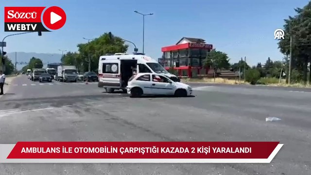 Ambulans ile otomobilin çarpıştığı kazada 2 kişi yaralandı