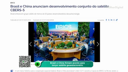 Brasil e China firmam acordo para lançar satélite geoestacionário
