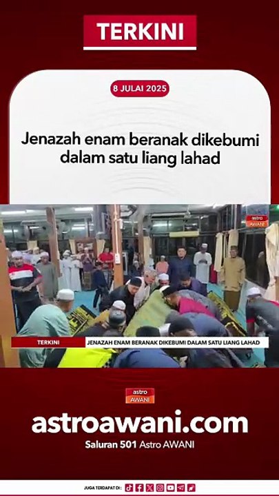 Jenazah enam beranak yang maut dalam kemalangan kereta terbabas dan terjunam ke dalam Sungai Korok dikebumikan di Tanah Perkuburan Islam Masjid Al-Taqwa, Jerlun.