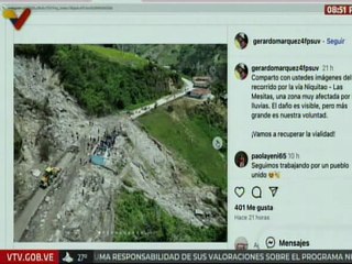Gerardo Márquez: Vamos a recuperar la vialidad  Niquitao-Las Mesitas afectada por las lluvias
