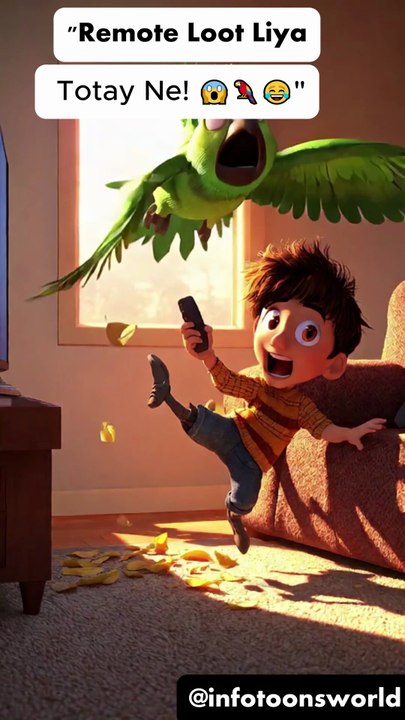 "جب طوطا نکلا ریموٹ کا بادشاہ! 🦜📺😂 #AliKaSmartTotaa #FunnyTotaa #infotoonsworld"