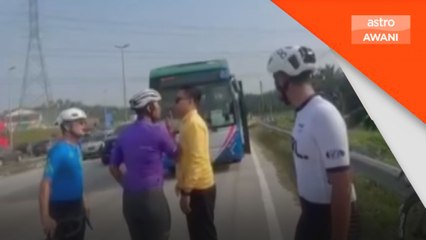 Ada penunggang basikal masuk lorong kiri, halang laluan bas - Rapid Bus