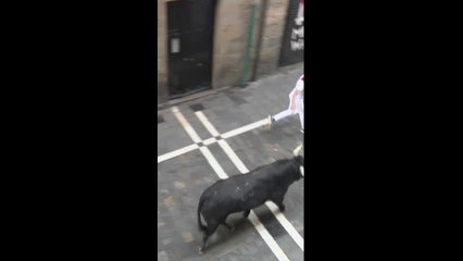 Un toro rezagado se roba el protagonismo del segundo encierro de San Fermín