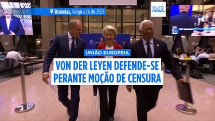 Von der Leyen critica os "fantoches russos" enquanto os eurodeputados debatem uma moção para derrubar a sua presidência