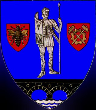 Coat of Arms of Caras-Severin County. Lambang Kebesaran Kabupaten Caras-Severin. Stema județului Caraș-Severin. Armoiries du comté de Caras-Severin. Brasão do Condado de Caras-Severin. Escudo de armas del condado de Caras-Severin. カラシュ＝セヴェリン県の紋章