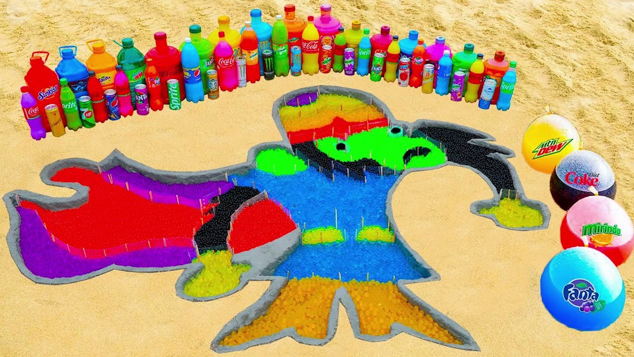 How to make Rainbow Mojo Jojo with Orbeez, Balloons of Coca Cola, Fanta vs Mentos & Popular Sodas