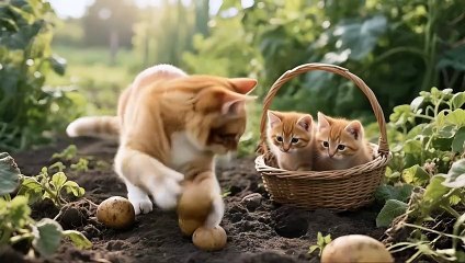 Mama Cat Harvests Potatoes, Makes Beef & Potato Stew for Kittens!  (Bonus- Mamas Recipe Inside!)