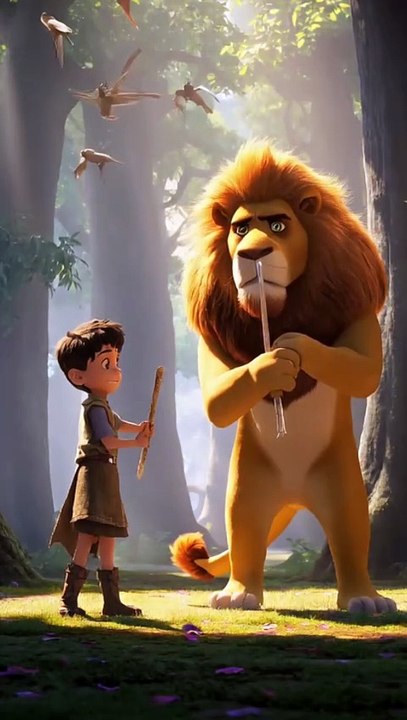 جنگل کے بیچوں بیچ… بچہ اور شیر تلوار  #viralvideo #LionAndChild #ViralReels  #InnocenceAndStrength   #youtubeshorts