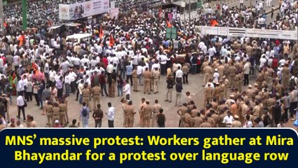 MNS’ massive protest: Workers gather at Mira Bhayandar for a protest over language row
