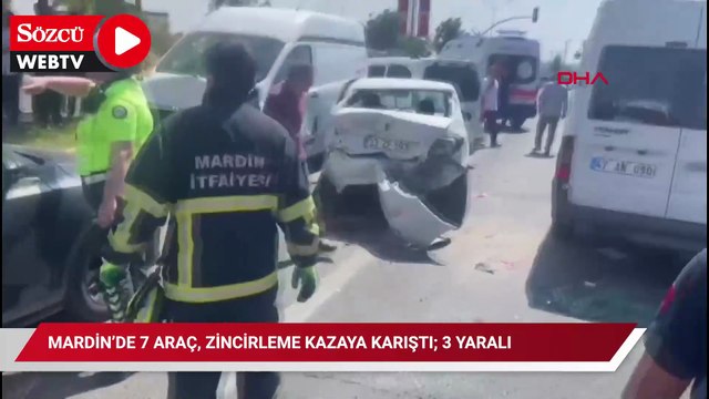 Mardin'de zincirleme kaza: 7 araç hasar aldı, 3 kişi yaralandı