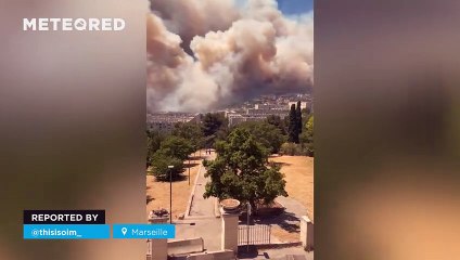 A major wildfire in Marseille, France! The fire is spreading toward the suburbs, causing great concern among residents