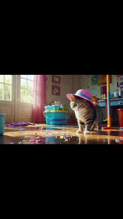 Kitty with a Mop