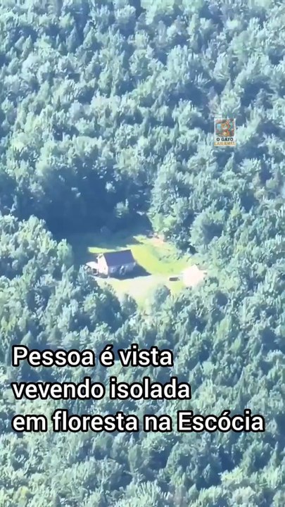 Pessoa e vista morando isolada em floresta da Escócia
