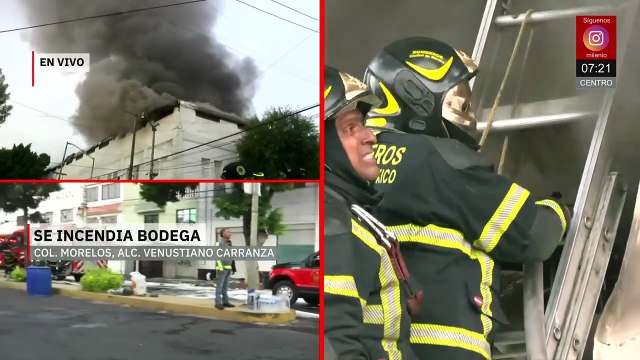 Incendio consume una bodega de ropa en la alcaldía Venustiano Carranza, CdMx
