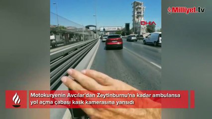 Motokuryenin ambulansa yol açma çabası kameralara yansıdı