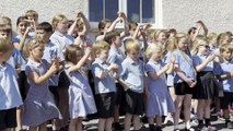 Children singing the new Sandford School Song written by Andy Hitchcock for the school’s 200th, video Alan Quick IMG_5512