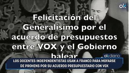 Los docentes independentistas usan a Franco para mofarse de Prohens por su acuerdo presupuestario con Vox