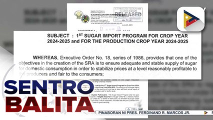 Pag-aangkat ng 424-K MT ng refined sugar, inaprubahan na ng SRA