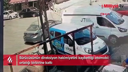 Eyüpsultan'da otomobil kaldırıma çıktı, market çalışanına çarptı