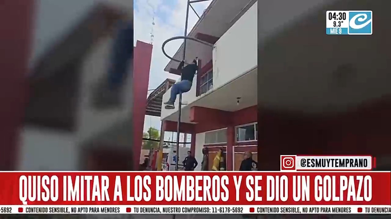 Quiso imitar a los bomberos... ¡y se rompió las dos piernas!