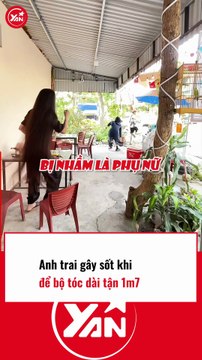 Chàng trai gây sốc với bộ tóc dài 1m7