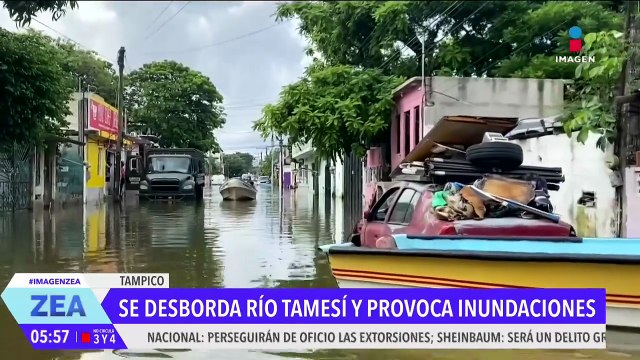 Lluvias provocan el desbordamiento del río Tamesí en Tamaulipas