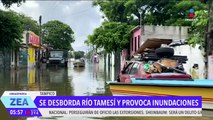 Lluvias provocan el desbordamiento del río Tamesí en Tamaulipas