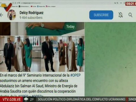 Vpdta. Rodríguez: Sostuvimos un encuentro ameno con su alteza Abdulaziz bin Salman Al Saud