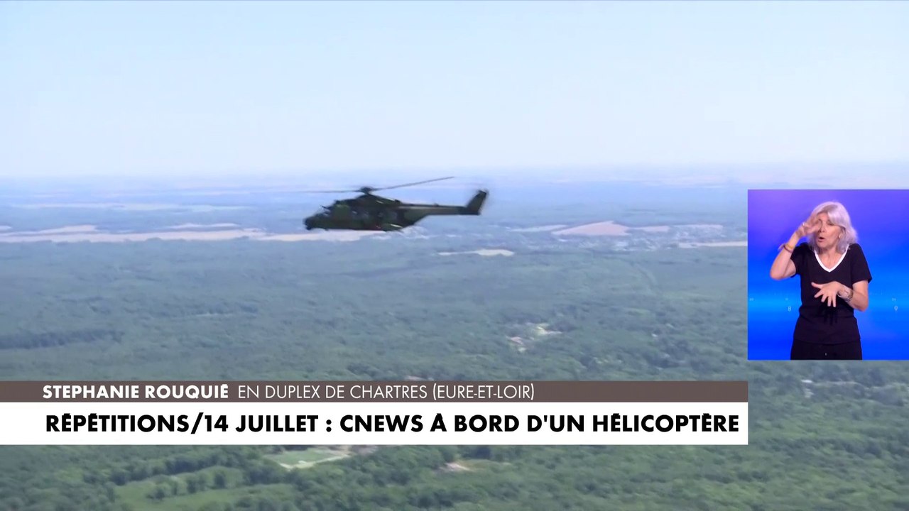 CNEWS à bord d'un hélicoptère pour les répétitions du 14-Juillet