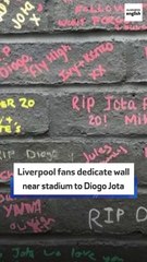 Liverpool fans dedicate wall near stadium to Diogo Jota