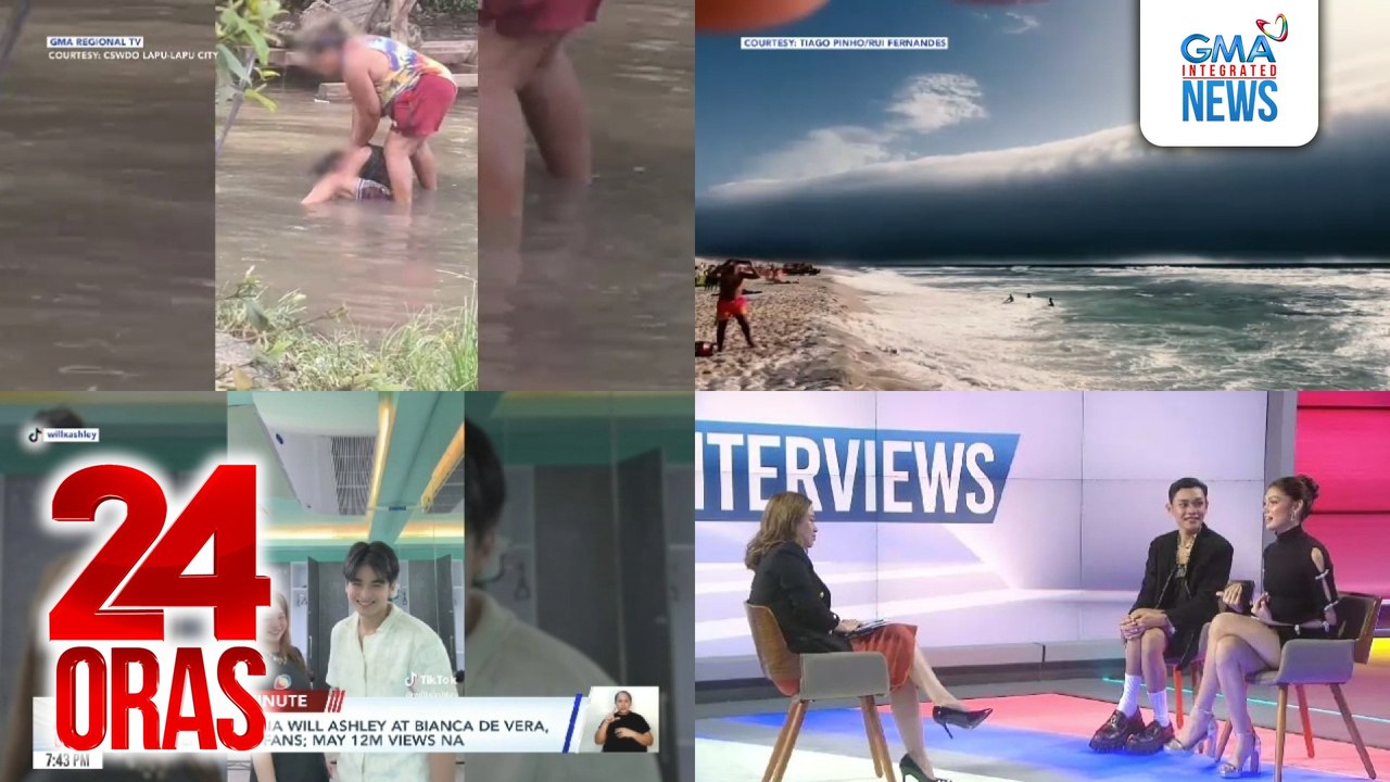 24 Oras: (Part 3) 12-anyos na apo, nginudngod sa baha ng sariling lola; malaking rolyo ng ulap na mukhang tsunami, ikinabahala ng beachgoers sa Portugal; Charlie Fleming at Esnyr Ranollo o "Chares," feeling big winner dahil sa pagmamahal ng fans, atbp.