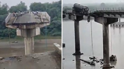 Il ponte crolla, veicoli cadono nel fiume: il video spaventoso in India
